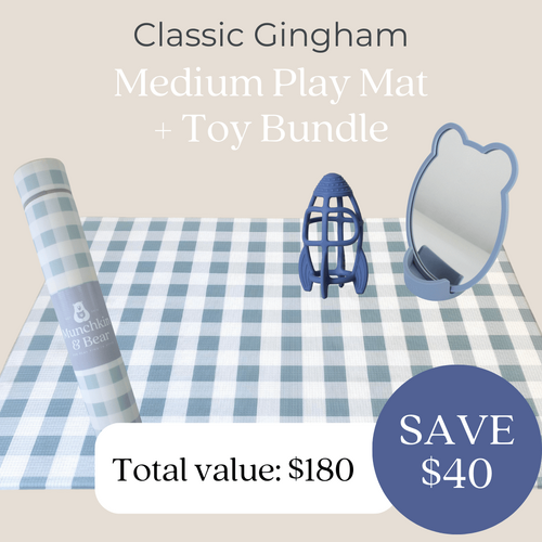  Medium Classic Gingham Play Mat and Toy Bundle