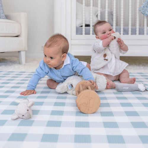 Large Gingham Play Mat - Dusty Blue